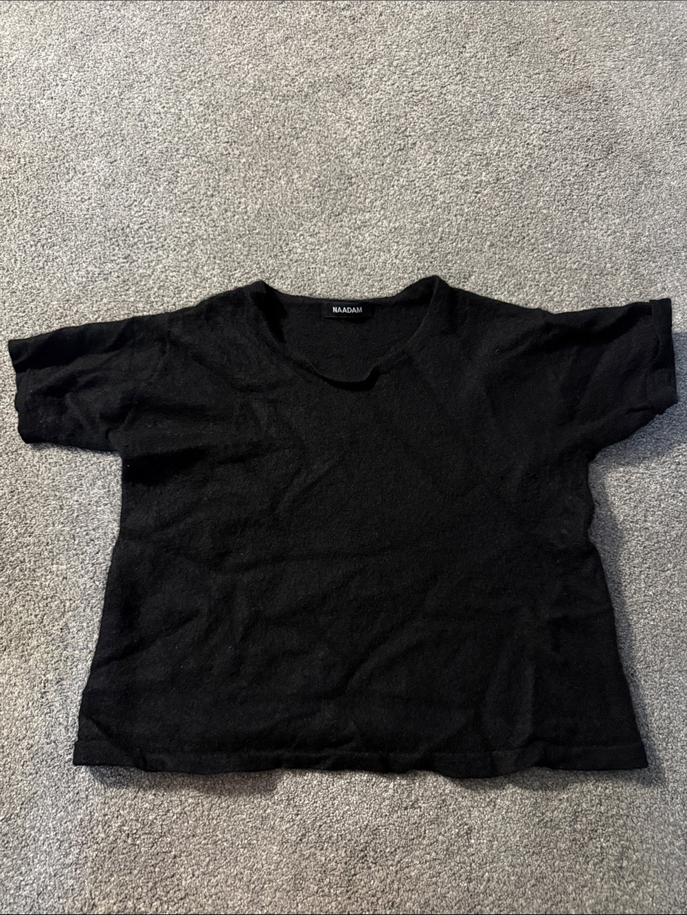 NAADAM Black Boxy Short Sleeve 100% Cashmere Tee